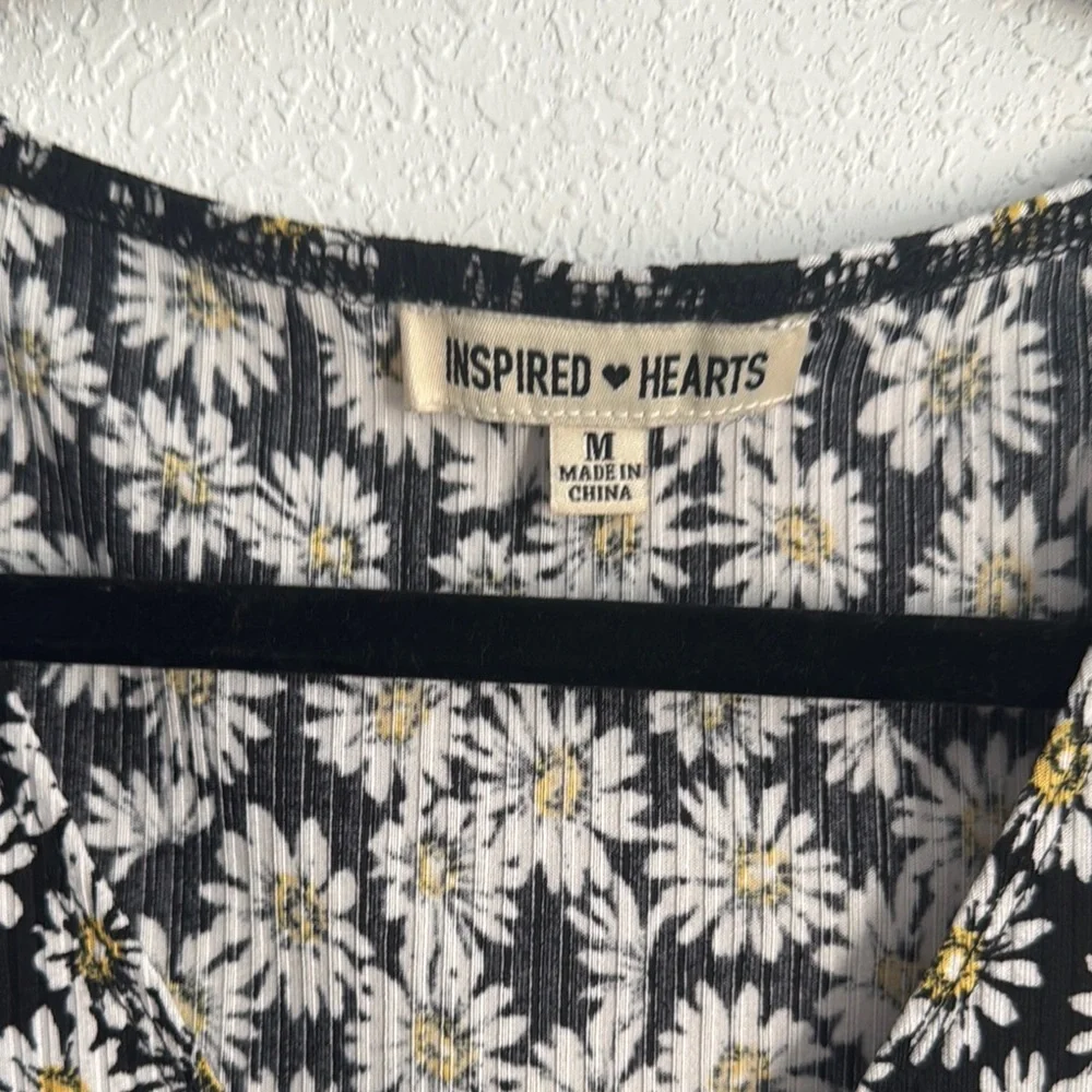 Inspired Hearts Black and White Daisy Bodysuit - Picture 2 of 4